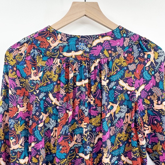 Anthropologie 25 of 52 Conversations Oh Deer Forest Friends Blouse - Picture 6 of 12